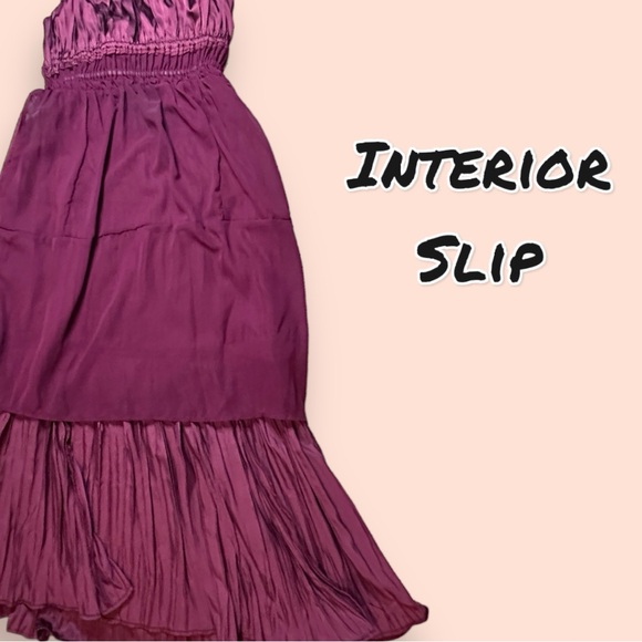 IR NWT Vernacular Satin Like Spaghetti Strap Dress in Deep Maroon. Size Small 💃 - Picture 10 of 14